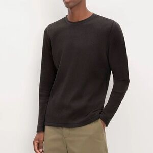 Everlane Men’s Waffle Long-Sleeve Crew Shirt Black